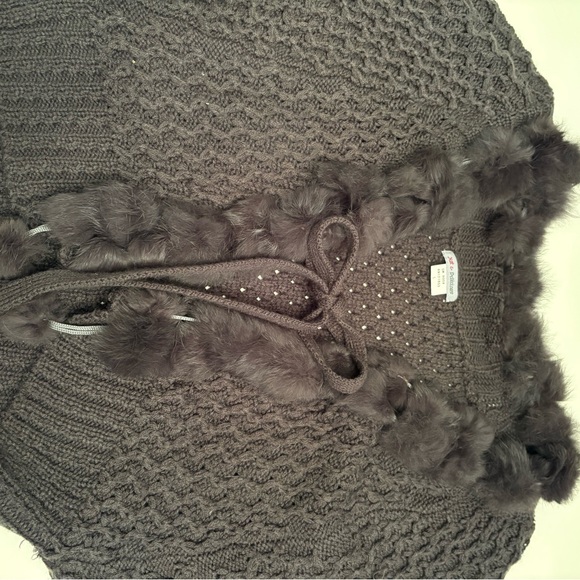 Dark Gray Acrylic Knit Cardigan Sweater - Size L - Picture 5 of 7